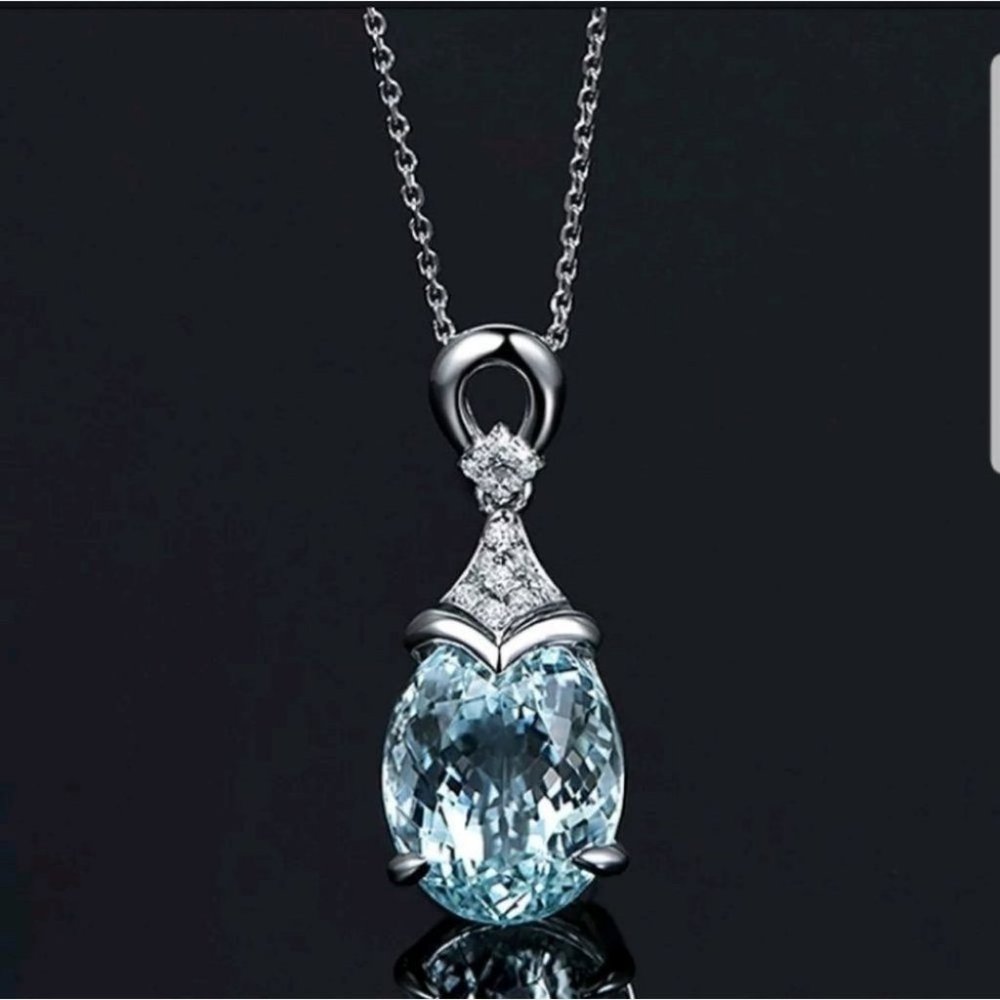 New light blue natural stone necklace pendant - Picture 2 of 8